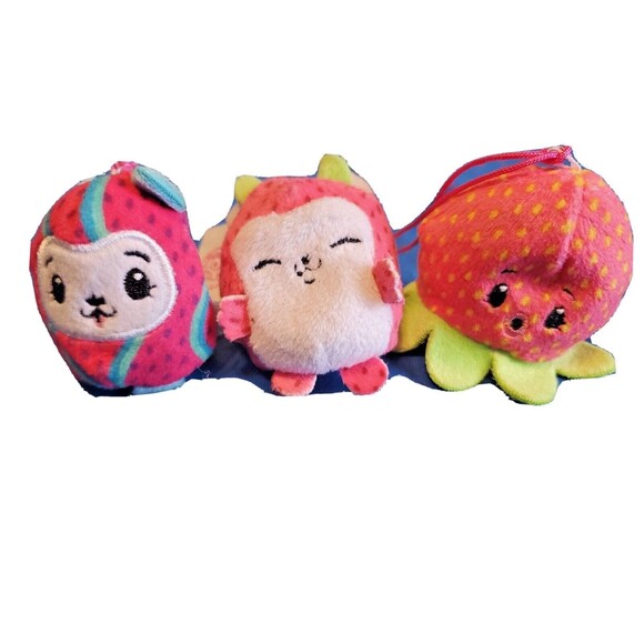 Pinki Pops Small Mini Plush Octopus Tickles. Kuma The Bear & Squirrel Watermelon - Picture 1 of 10